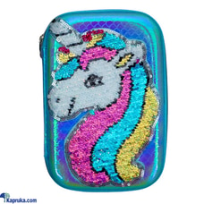 Multi-Compartment Pencil Case - Organize Your Stationery in Style - Unicorn - Sequins - Blue Buy Infinite Business Ventures Pvt Ltd Online for specialGifts