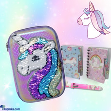 Multi-Compartment Pencil Case - Organize Your Stationery in Style - Unicorn - Sequins - Purple Buy Infinite Business Ventures Pvt Ltd Online for SCHOOL SUPPLIES