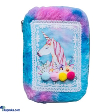 Multi-Compartment Pencil Case - Organize Your Stationery in Style - Fluffy Unicorn - Blue Buy childrens Online for specialGifts