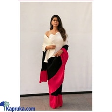 Light Peach, Black & Red Crushed exclusive pattern Saree Buy Xiland Group Ventures Pvt Ltd Online for specialGifts