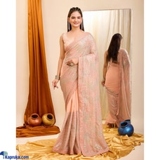 Orange premium Georgette saree Buy Xiland Group Ventures Pvt Ltd Online for CLOTHING