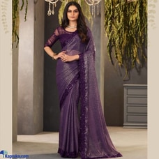 Purple Chiffon Shimmer Stripe Party Wear Embroidery Work Saree  Online for none