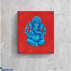 Baby Ganesh in Blue and Red by Mahen Chanmugam - High-Quality Canvas Print on Wooden Box Frame - 8x9.5 - Handcrafted Spiritual Artwork for Home Decor - Easy to Hang and Display - Perfect Gift Idea for Special Occasions Buy Household Gift Items Online for specialGifts