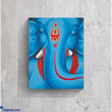 Moods in Light Blue by Mahen Chanmugam - High-Quality Canvas Print of Dancing Lord Ganesha on Handcrafted Wooden Box Frame (8 x 9.5 inches) - Elegant Spiritual Art for Home or Office Decor Buy Household Gift Items Online for specialGifts
