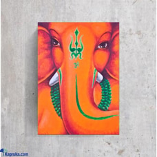 Moods in Orange and Green by Mahen Chanmugam - High-Quality Canvas Print of Lord Ganesha on Handcrafted Wooden Box Frame (8 x 9.5 inches) - Vibrant Spiritual Art for Home or Office Decor Buy Ganeshism Online for HOUSEHOLD