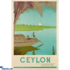 Ferry & Temple Poster by G. S. Fernando (1938)  Iconic Ceylon Tourism Art | Vintage Watercolor Print Highlighting Ceylons Attractions Buy Household Gift Items Online for specialGifts