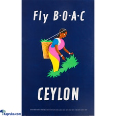 Fly B.O.A.C. Ceylon Poster by Aldo Cosomati (1953) | Vintage Travel Art Promoting B.O.A.C. and Ceylons Tea Industry | Post-WWII Airline Poster Buy Household Gift Items Online for specialGifts
