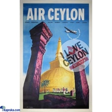 The Trunk Route of the Orient Poster by Don Angus (1960s) | Vintage Travel Art for Air Ceylon | Featuring Ruvanwelisaya Temple Buy Household Gift Items Online for specialGifts