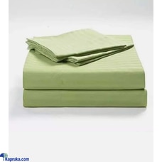 Egyptian Cotton Strips King Size Green Colour Bedsheet With 2 Pi  Online for none