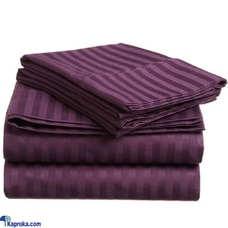 Egyptian Cotton Strips King Size Purple Colour Bedsheet With 2 Pillow Covers 90 X 100 Buy Household Gift Items Online for specialGifts