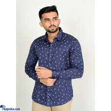 SIGNATURE CASUAL BLUE PRINTED LONG SLEEVE SHIRT  Online for none