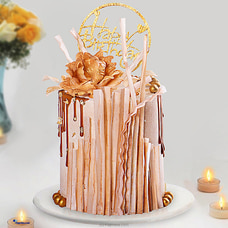 Golden Bloom Delight Ribbon Cake  Online for none