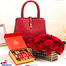 Couture Love Collection - 30 Red Rose Blooms With Handbag And Java Chocolate Assortment at Kapruka Online
