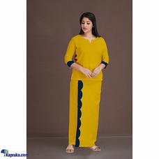 Linen Lungi Kit With Contrast Scallop-yellow  Online for none