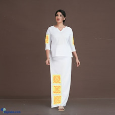 Linen Lungi Kit with Applique Embroidery-White Buy INNOVATION REVAMPED Online for specialGifts