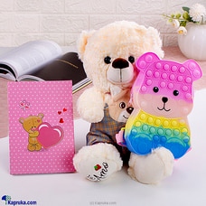Little Bear Adventure Gift Set - Sunny Cute Teddy Bear - Peach Color, Teddy Popit Bag, Panther Teddy A5 Diary Note Book Buy NA Online for specialGifts