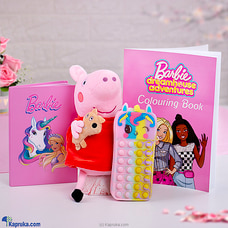 Pink Princess Treasure Gift Set - Peppa Pig Soft Plush Toy,Popit Unicorn Pencil Case ,Barbie Unicorn A5 Diary Note Book, Barbie Dreamhouse Adventures Buy childrens Online for specialGifts