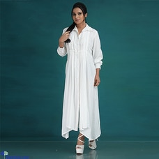 White Cotton Silk Front Pintuck Long Dress Buy INNOVATION REVAMPED Online for specialGifts