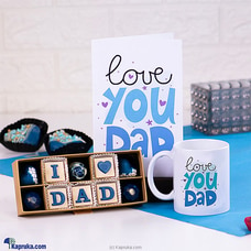 Dad`s Love Pack -  JAVA I LOVE DAD 10 Piece Chocolate Box With Love You Dad Greeting Card And Love You Dad Mug  Online for specialGifts