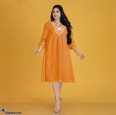 Orange Cotton Silk Front Embroidery Short Dress Buy INNOVATION REVAMPED Online for specialGifts
