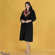 Black Slab Linen Flower Necklace Embroidery Dress Buy INNOVATION REVAMPED Online for specialGifts