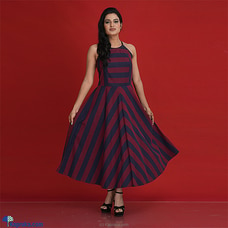 Red and Blue Twill Rayon Strips Cutaway Dress Buy INNOVATION REVAMPED Online for specialGifts