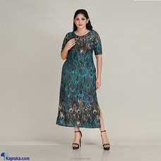 Stretchy Crepe Peacock Long Dress  Online for none