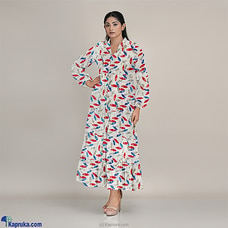 Cotton Silk RedBloeleaves Frill Dress Buy INNOVATION REVAMPED Online for specialGifts