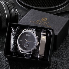 Wrist Wear Wonders Silver Belt Black Dial Watch Set Buy Jewellery Online for specialGifts