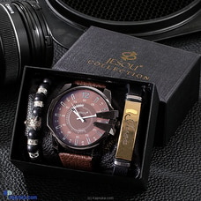 Wrist Wear Wonders Brown Leather Belt Brown Dial Watch Set Buy Jewellery Online for specialGifts