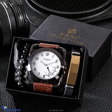 Wrist Wear Wonders Brown Leather Belt White Dial Watch Set Buy Jewellery Online for specialGifts