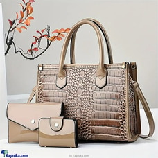 New Luxury Crocodile Stunning Vintage 3PCS Handbag-khaki  Online for none