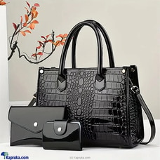 New Luxury Crocodile Stunning Vintage 3PCS Handbag-black  Online for none