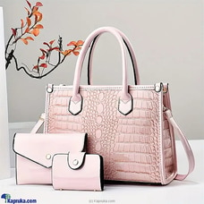 New Luxury Crocodile Stunning Vintage 3PCS Handbag-pink  Online for none