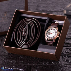 The Modern Man Collection With White And Rose Gold Dial Watch And Belt Buy Gift Sets Online for specialGifts