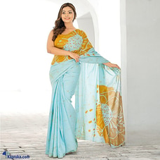 Handcrafted Sky Blue Batik Saree  Online for none