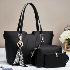 ELEGANT FASHION HAND BAGS 3PCS - BLACK  Online for none