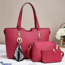 ELEGANT FASHION HAND BAGS 3PCS - HOT PINK  Online for none