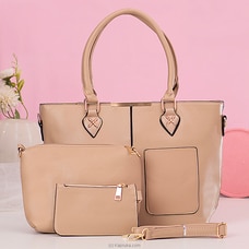 PREMIUM SERIES SHOULDER HANDBAG TOP HANDLE SATCHEL BAGS PURSE SET 3PCS - BEIGE Buy Best Sellers Online for specialGifts