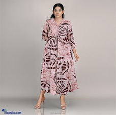 Cotton Silk Dark Red Abstract Dress  Online for none