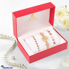 Gold Color Flower Line Watch With Two Bracelets Buy Jewellery Online for specialGifts