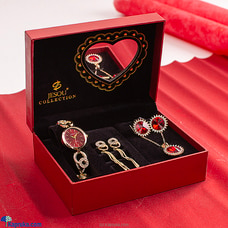 Red Stone Fashion Jewelry Set With Gold Color Watch Buy Jewellery Online for specialGifts