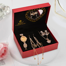 White Stone Fashion Jewelry Set With Gold Color Watch Buy Jewellery Online for specialGifts