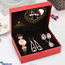 Pink Stone Fashion Jewelry Set With Gold Color Watch Buy Jewellery Online for specialGifts