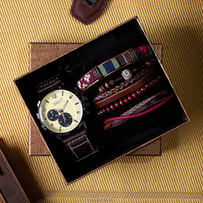 New Gents Brown Leather Belt Yellow Dial Watch Collection  Online for none