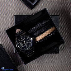 New Gents Black Leather Belt Black Dial Watch Collection Buy Gift Sets Online for specialGifts