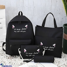 4 In 1 Backpack Set For Teenage Girls, Children Shoulder Bags New Trend Female Backpack Fashion Women Backpack - Black Buy childrens Online for specialGifts