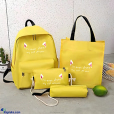 4 In 1 Backpack Set For Teenage Girls, Children Shoulder Bags New Trend Female Backpack Fashion Women Backpack - Yellow Buy New Additions Online for specialGifts