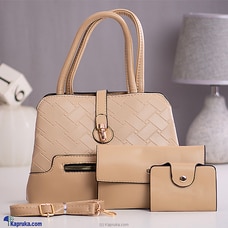 New Ultimate Femme Trio Hand Bag 3PCS -Beige Buy New Additions Online for specialGifts