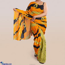 Handcrafted Orange Black Mix Batik Saree  Online for none